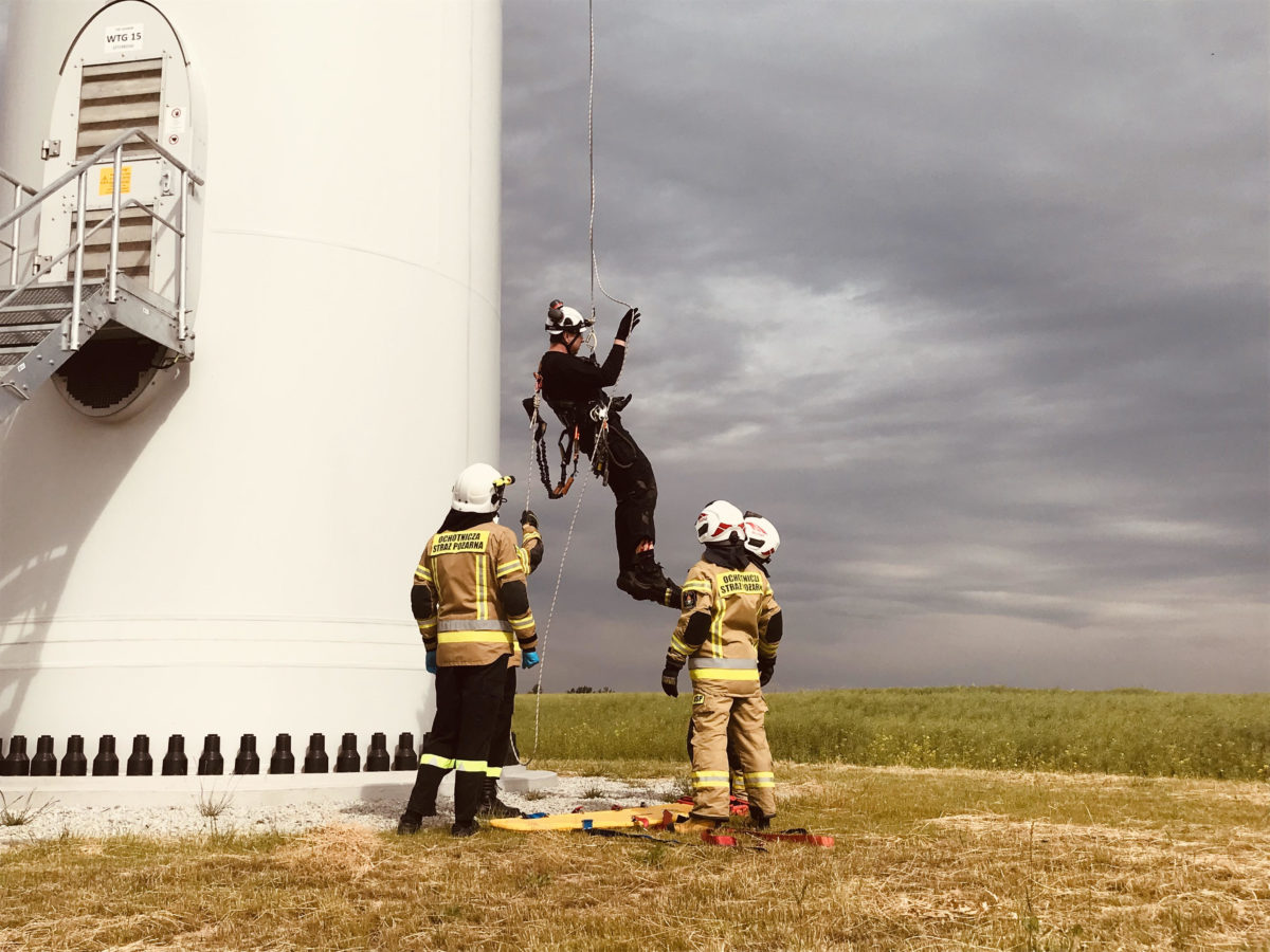 We conduct cyclical training on safety at wind farms in Poland